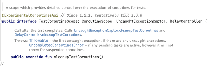 The test-coroutine-scope entry in the kotlinx-coroutines-test documentation