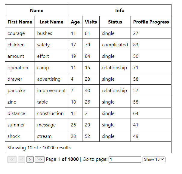 React Table Datagrid