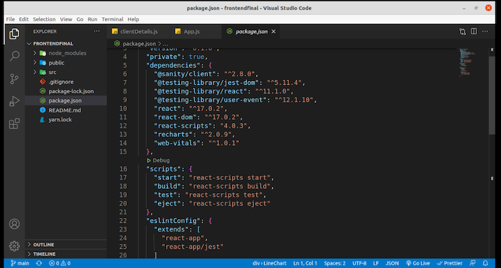 Opening Package.json In VS Code