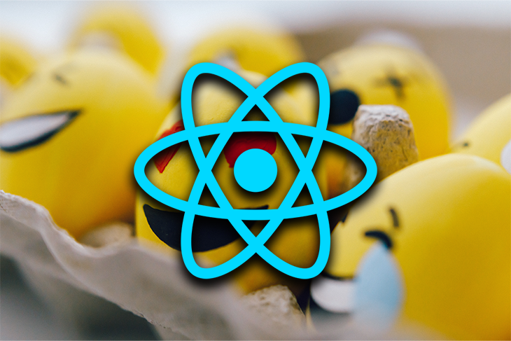 React Logo Over Eggs With Emojis Drawn on Them