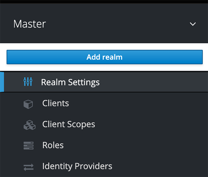 The Add Realm button in the Master dropdown