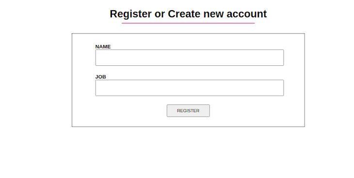 Final Registration App Showing Name And Job Fields With A Registration Button