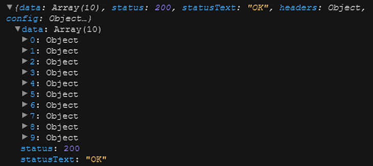 Library Returns Object Data, Showing Nine Objects In An Array