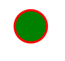 Green circle with red border made with SVG