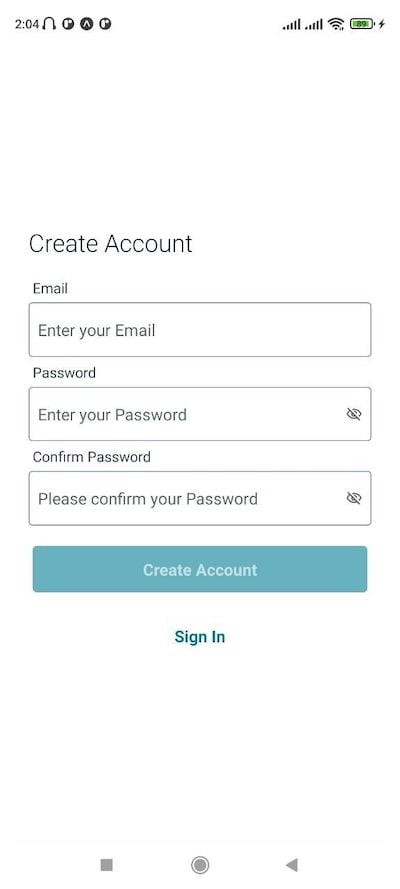Our New Create New Account Screen