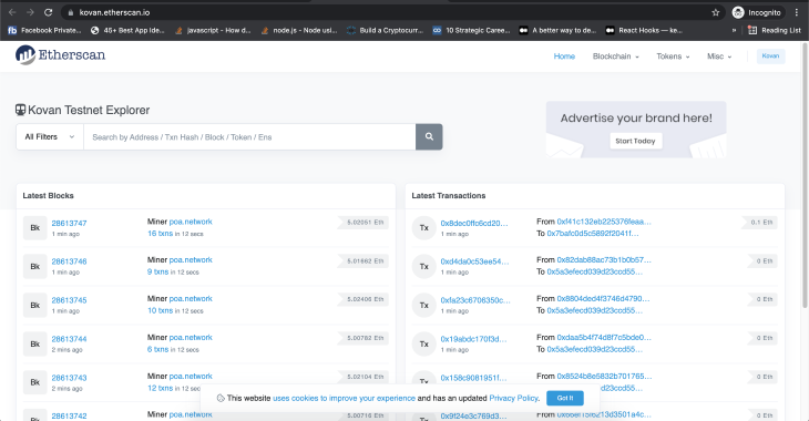 Kovan Testnet Explorer
