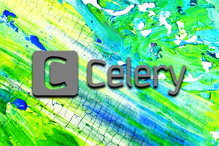 Celery Logo Over a Green Yellow and Blue Background