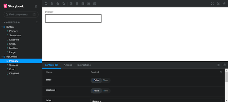 The React Input Component in Storybook