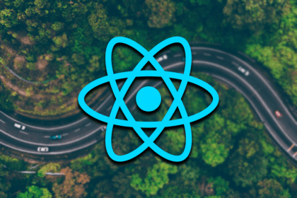 React Native Logo Over a Winding Highway Road