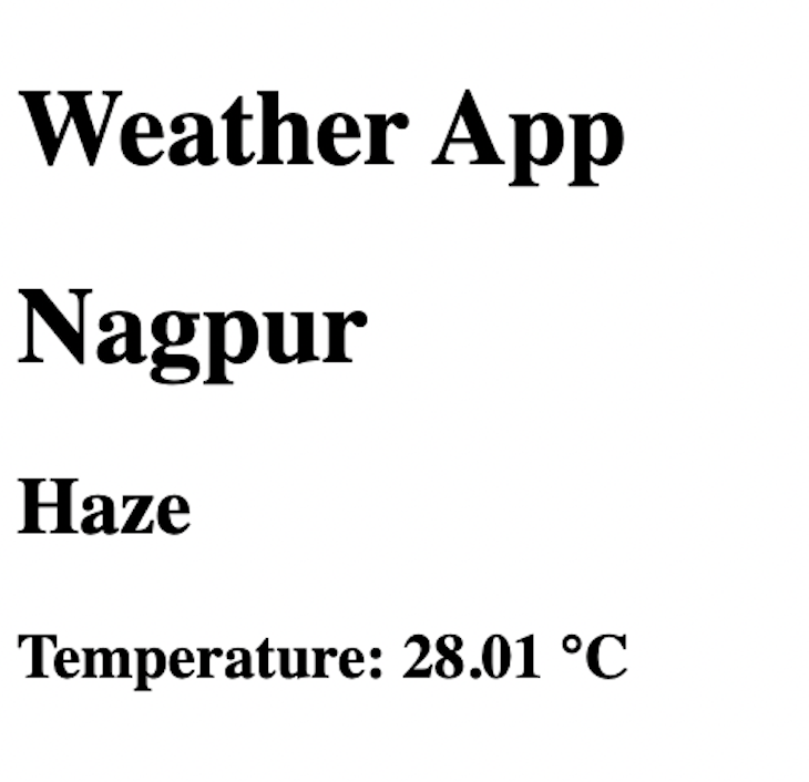 Image of Remix Weather App Displaying Weather From Nagpur