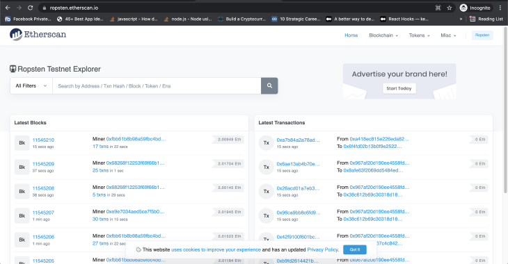Ropsten Testnet Explorer