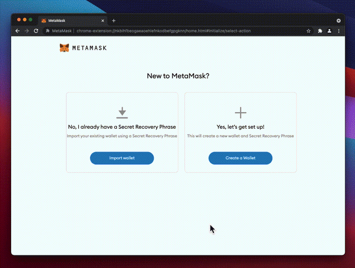 Complete Metamask's onboarding process to create a wallet