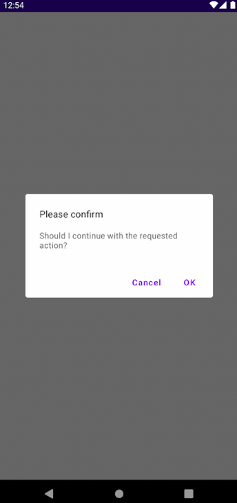 App With SampleAlertDialog, Showing Dialog To Either Confirm Or Cancel