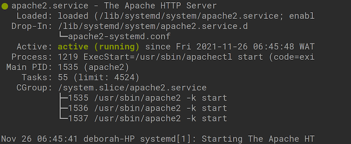 Apache Server Running