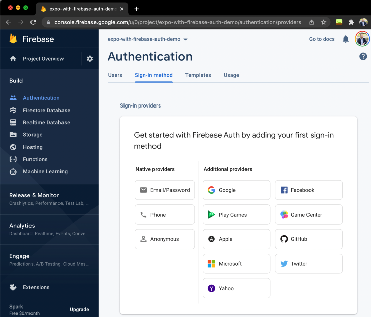 Expo Firebase Authentication , Firebase & Github Authentication with ...
