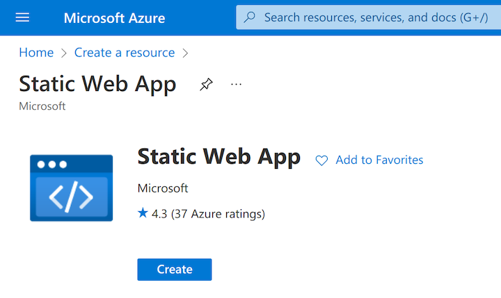 Azure Static Web Apps: Create A Resource