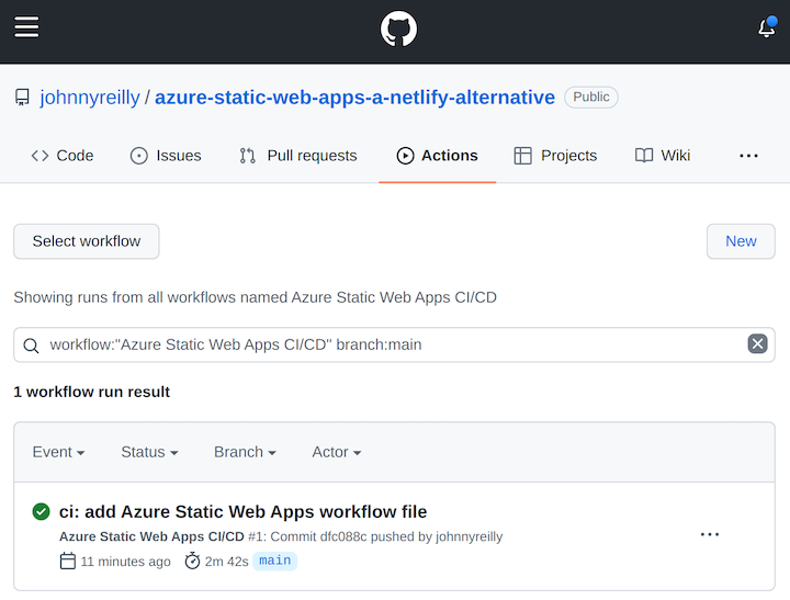 Statische Azure-Web-Apps: GitHub-Aktion
