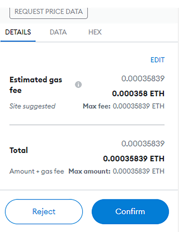 Confirm the transaction in MetaMask