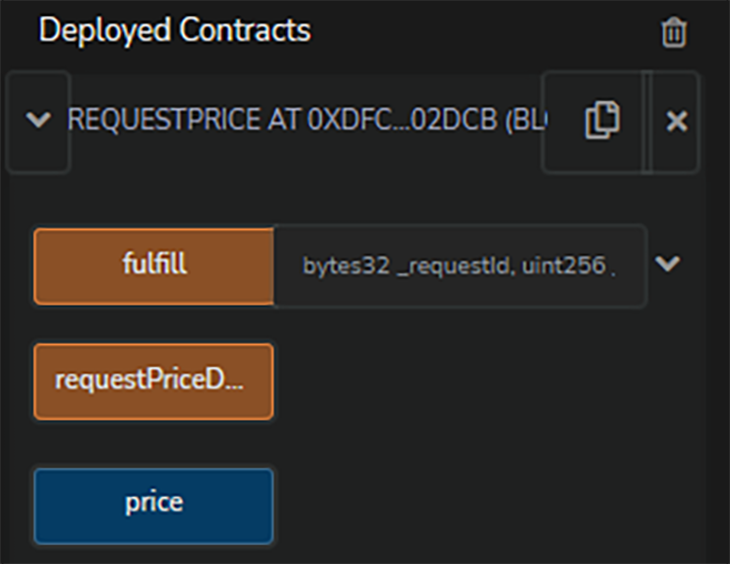 Click the requestPriceData button under the Deploy Contract section 