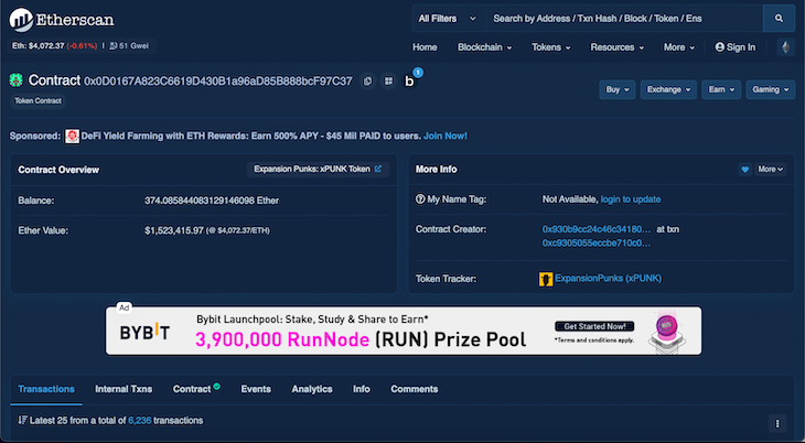 Non-Fungible (ERC-721) Tokens (NFT) Token Tracker