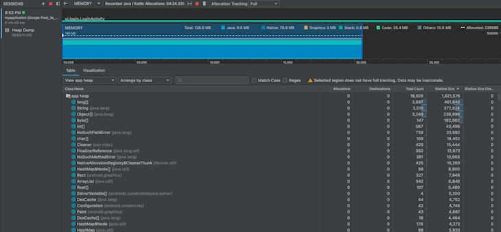 Memory Profiler Java Kotline Samples