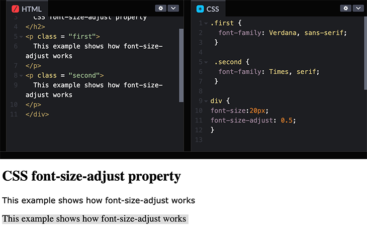 You can set the font-size property and multiply it by the font-size-adjust prop for browsers that don't support the functionality