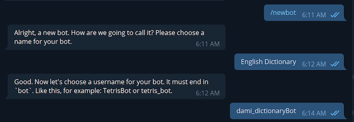 Setting Up New telegram Bot
