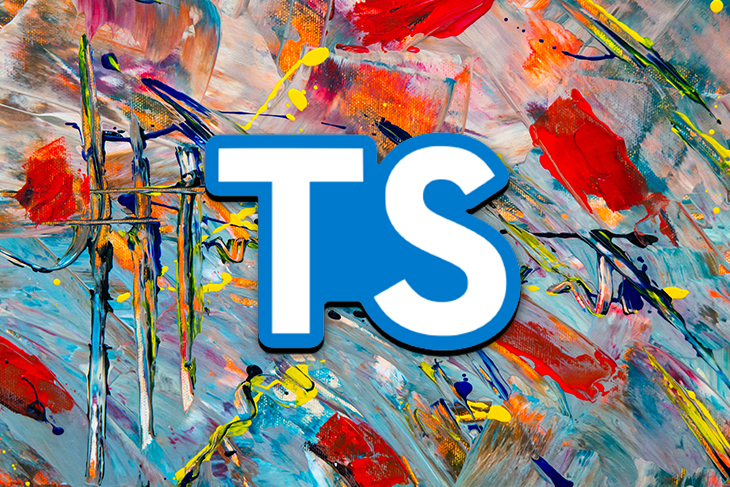 TypeScript Logo Over a Colorful Thrown-Paint Background