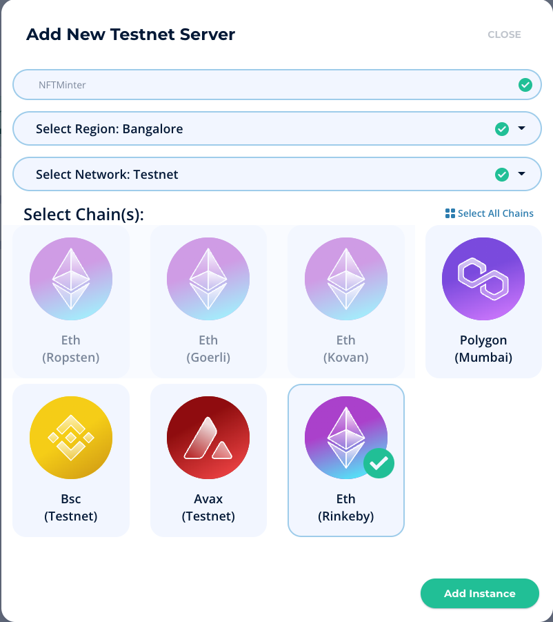 add new testnet page in Moralis