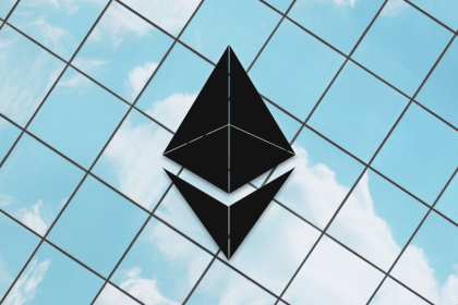 Ethereum Symbol Over a Fenced Sky Background