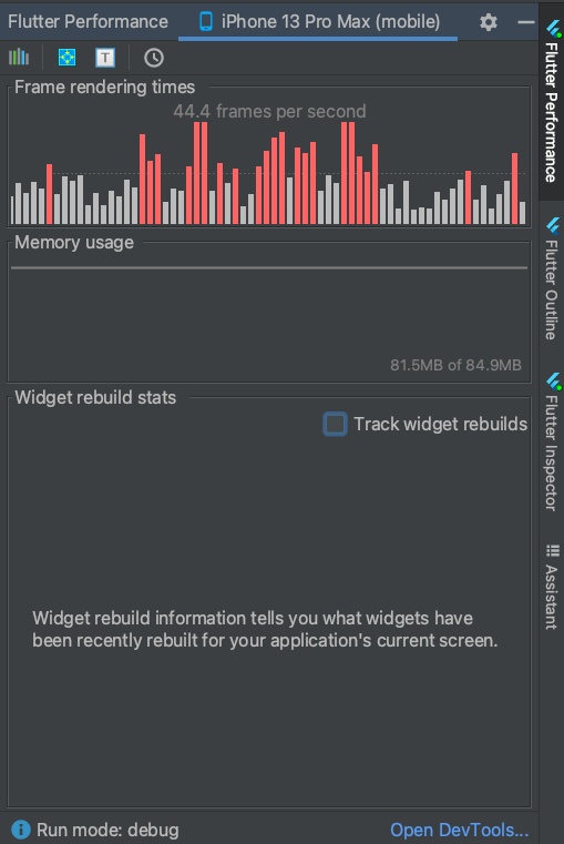 Flutter Performance Tab