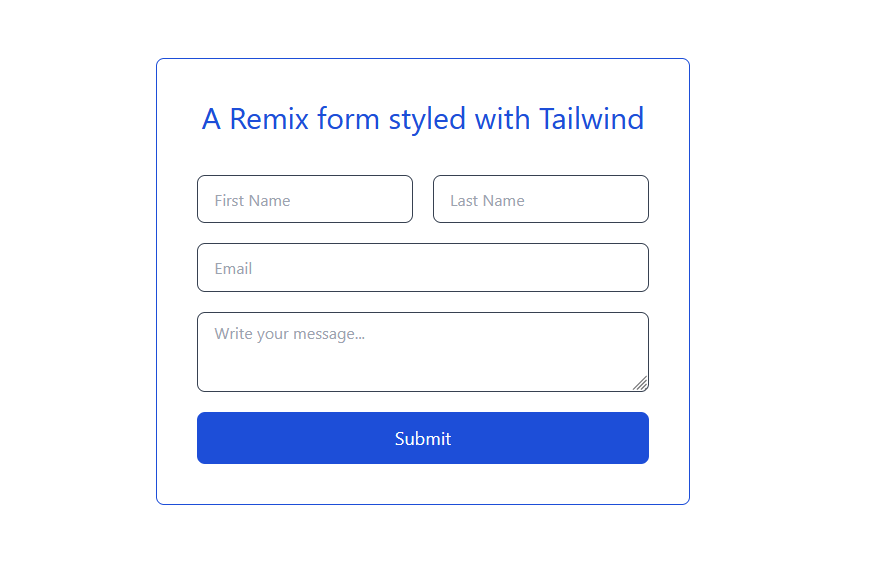 Remix form styled with Tailwind CSS
