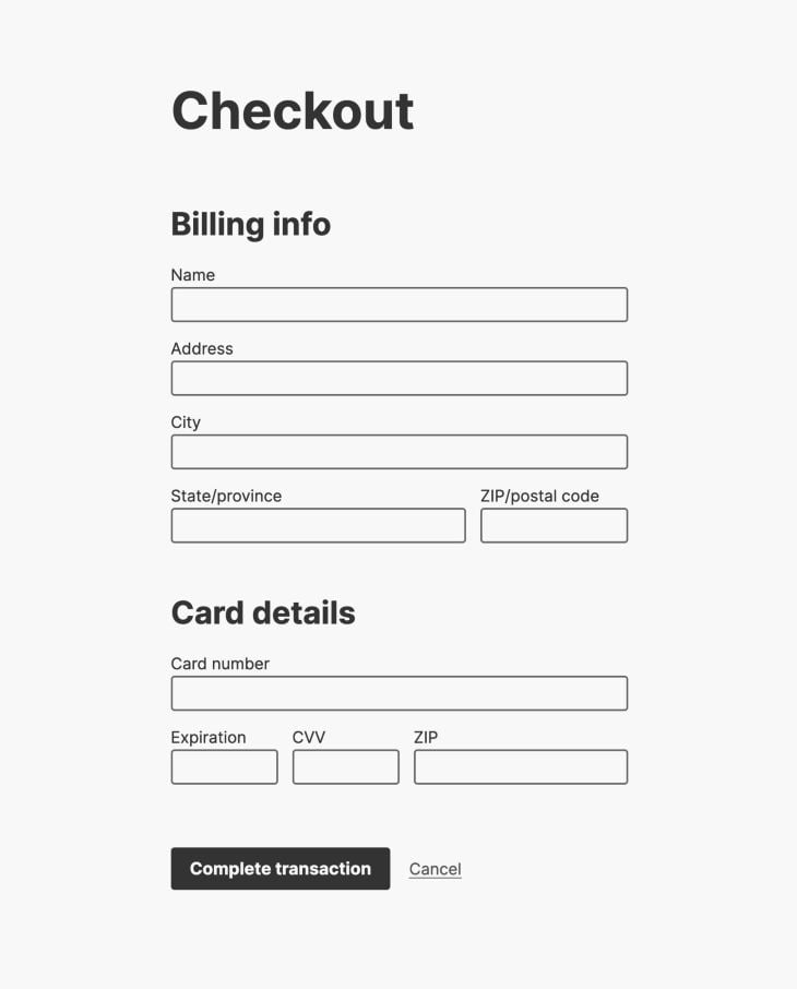 Minimal Checkout Form