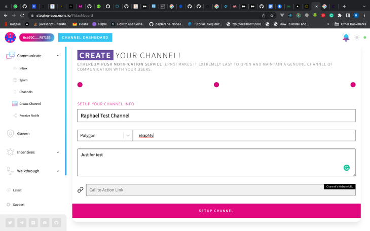 Setting Up Channels For EPNS