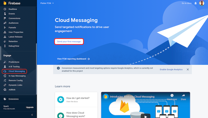Cloud Messaging Send First Message