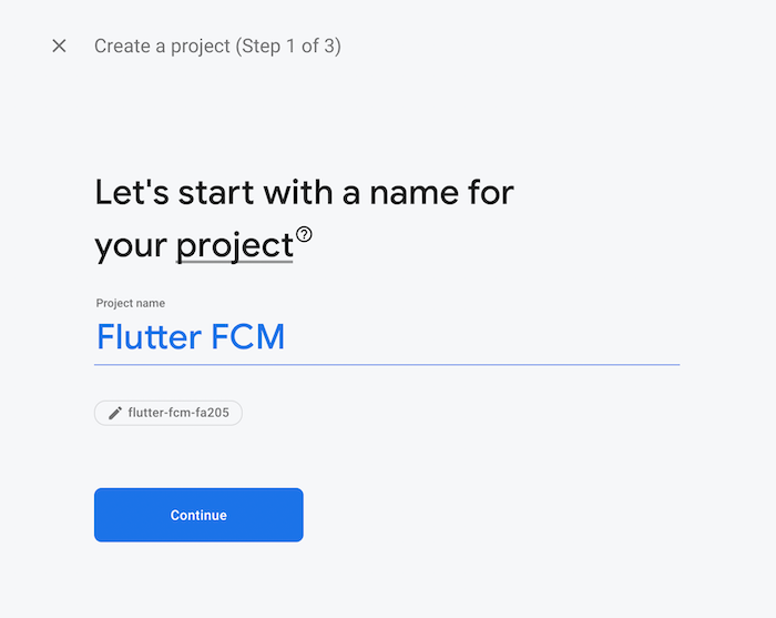 Firebase Flutter Project Name