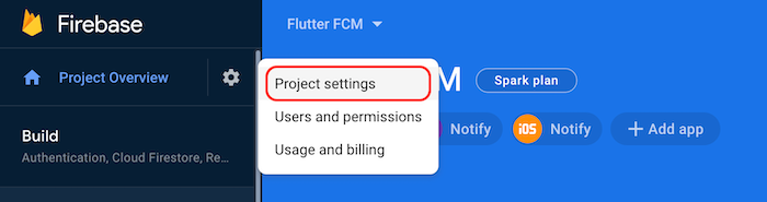 Firebase Flutter Project Settings