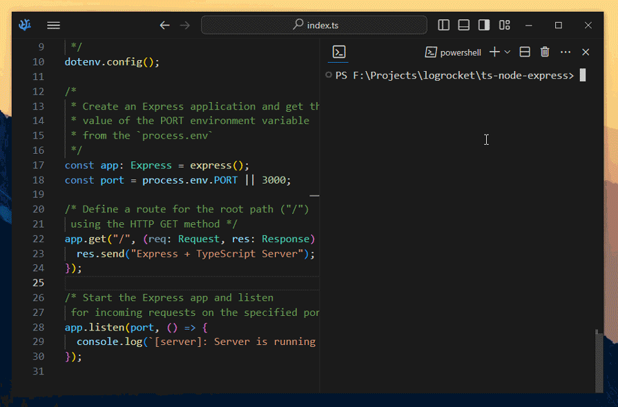 Monitoring The Node Terminal Changes Detected By Nodemon