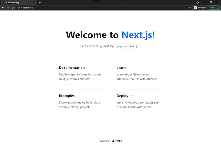 Nextjs Homepage Project Screen