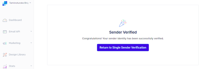 Sendgrid Return Single Sender Verification