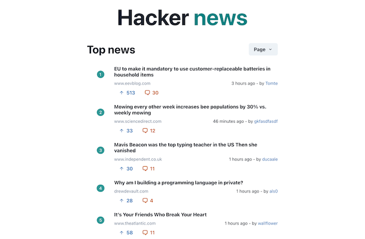 Hacker News Generated UI