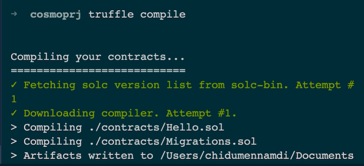 Truffle Compile Smart Contract