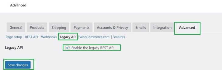 woocommerce settings legacy API