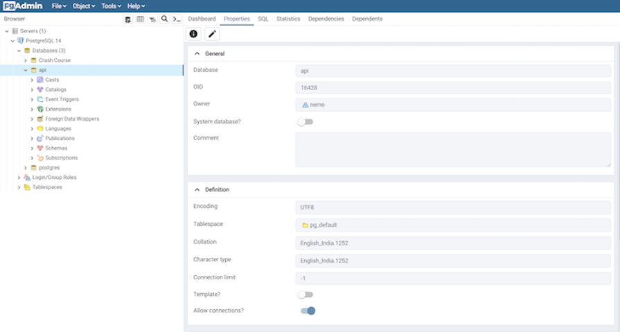 Screenshot Of Process Using Pgadmin To Create A Query Database