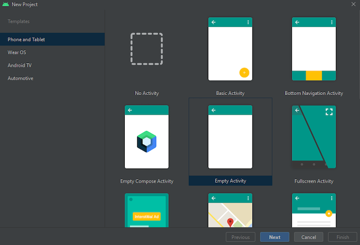 Android Studio Empty Activity Screenshot