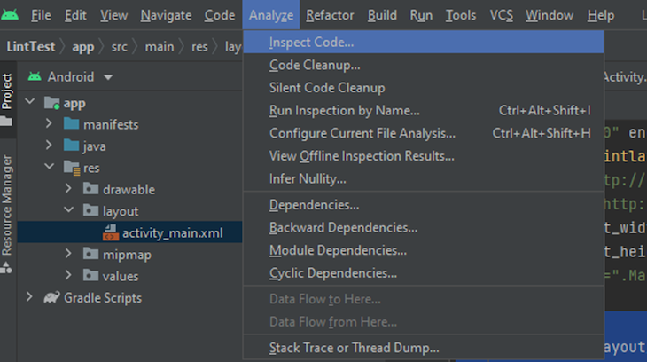 Android Studio Inspect Code