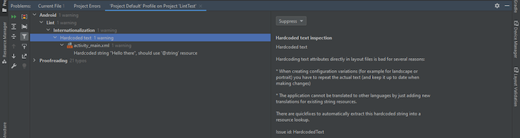 Android Studio Lint Warnings