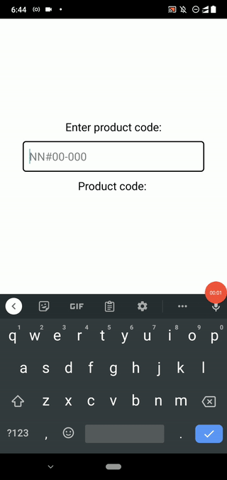 A Custom Product Code Mask On An Android Device