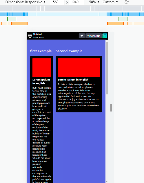 Container Query cards in mobile view