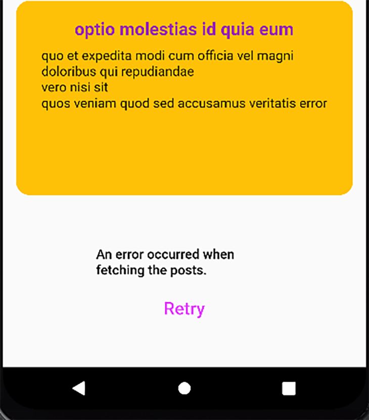An error dialog appears at the bottom of the screen